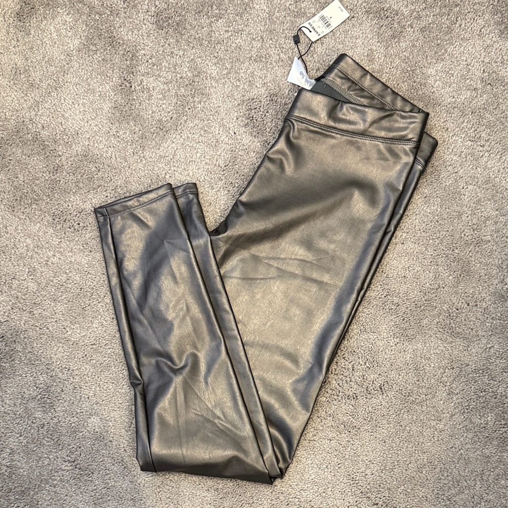 Express Metallic Gray Faux Leather Leggings